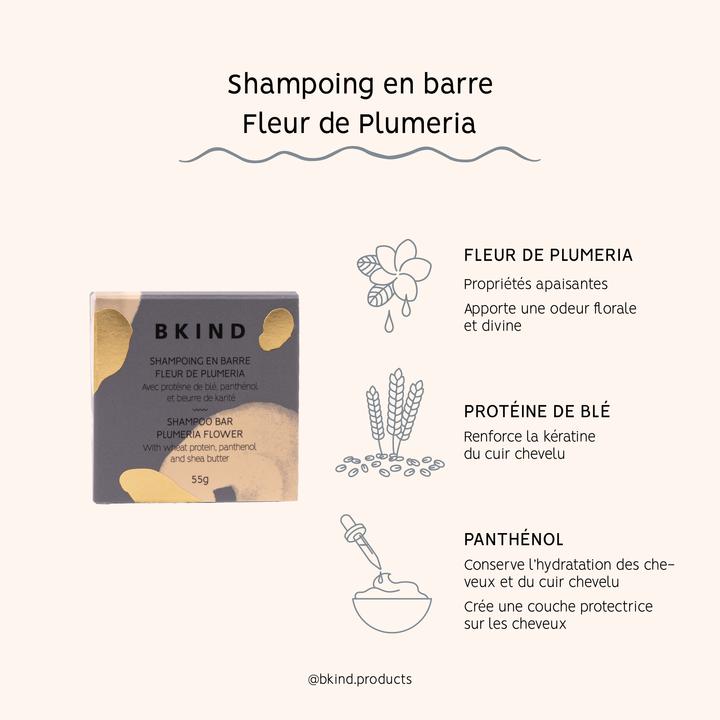 Shampoing en barre Fleur de Pluméria pour cheveux crépus ou frisés - Bkind